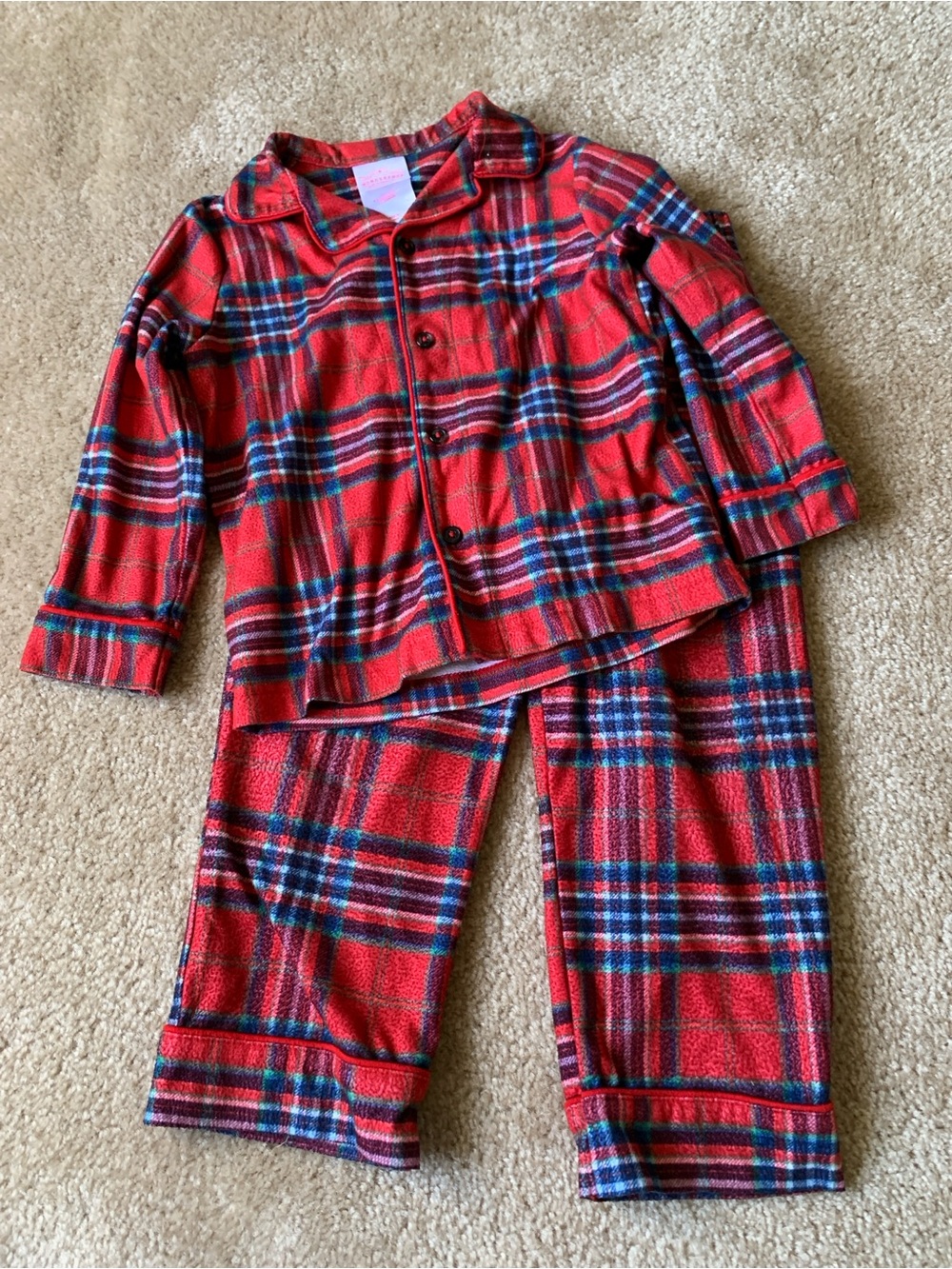 Wondershop Red Plaid Kids Pajama Set 3T